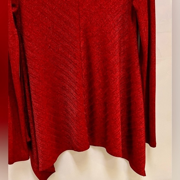 Burgundy Flowy Handkerchief Keyhole Top Size Small Dressy Trendy Monochrome Teen - Picture 13 of 13